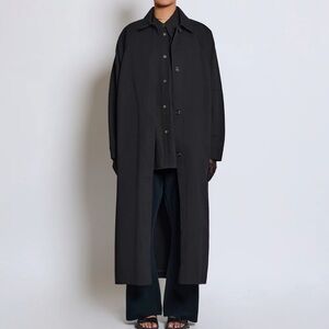 Long Black Women's Trench Coat - Classic Minimalist Outerwear